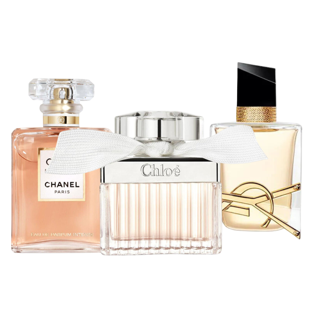 Combo de 3 Perfumes Chanel COCO MADEMOISELLE, Yves Saint Laurent LIBRE e CHLOÉ 100ml - Madrid Perfumes